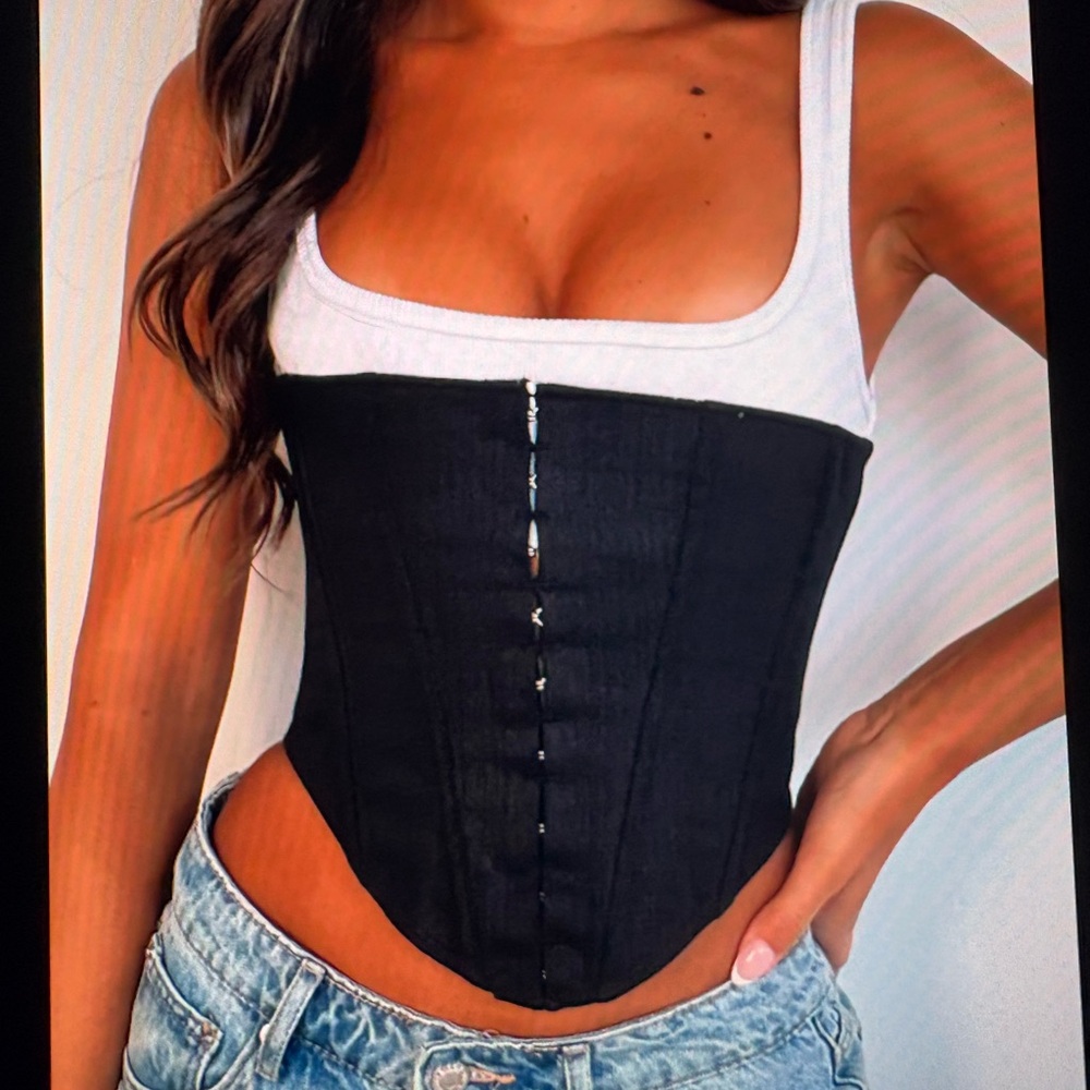 White Fox Boutique Black and White Corset Camisole